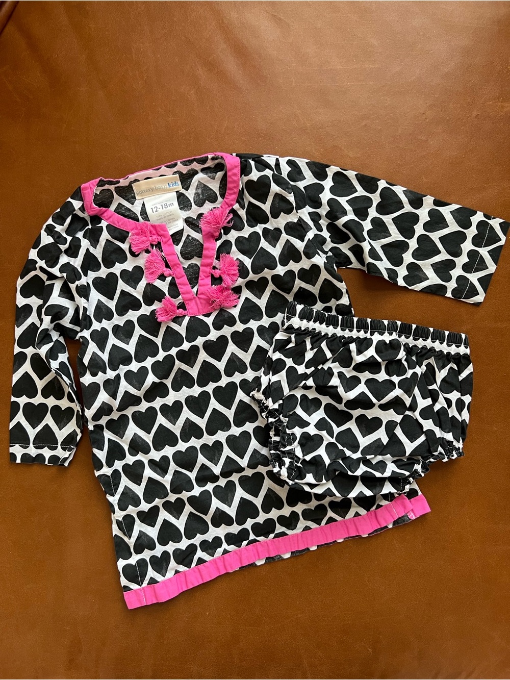 POTTERY BARN Kids Heart Beach Tunic and Diaper Cover-up, 12-18mo